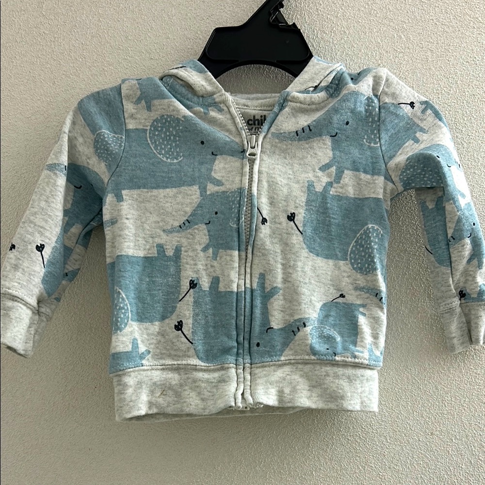 🌺 Carter’s Blue and Grey Elephant Hoodie Jacket 3-6 months